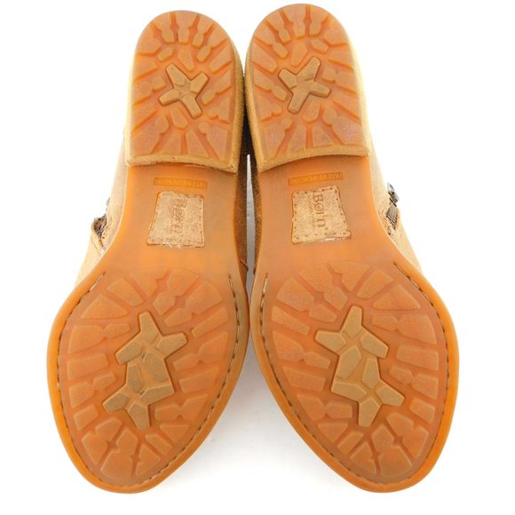 BORN Beige Brown Distressed Leather Ankle Booties 7 - Picture 7 of 8